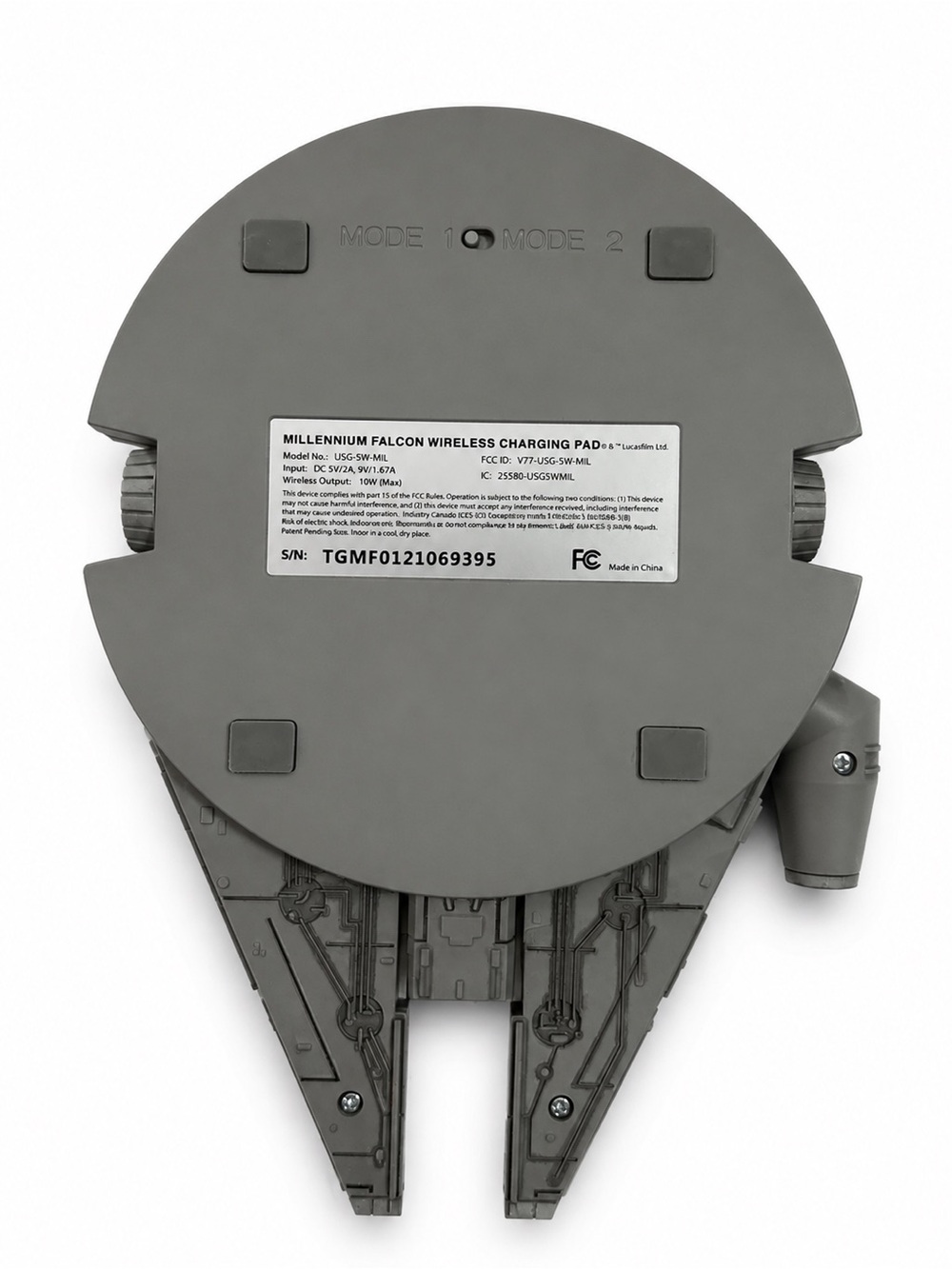 Star Wars Millennium Falcon Wireless Phone Charger- Gray/Blue Light - Picture 4 of 4